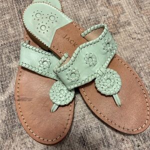 Jack Rogers Women's Light Green and Tan Sandals